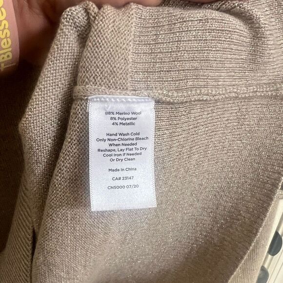 Talbots Sabrina Merino Button Cuff Sweater in Tan Gold Shimmer Size L - Picture 4 of 5